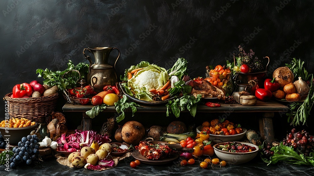 Still Life with an Abundance of Fresh and Cooked Vegetables Still Life with an Abundance of Fresh and Cooked Vegetables