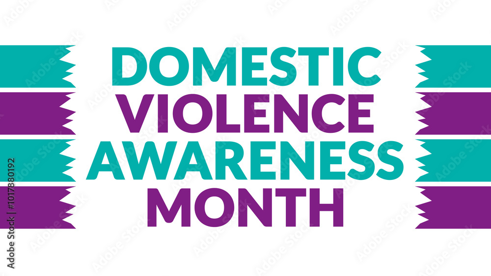 Domestic Violence Awareness Month text with side lines on a White background. Which is observed every year in October to celebrate and wish Domestic Violence Awareness Month. Domestic Violence Awareness Month text with side lines on a White background. Which is observed every year in October to celebrate and wish Domestic Violence Awareness Month.