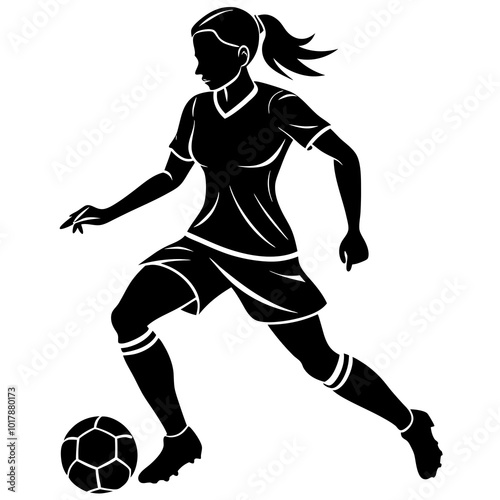 female football player dribbling ball vector