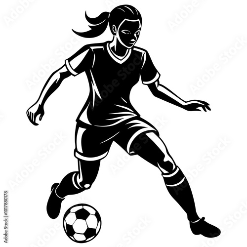 female football player dribbling ball vector