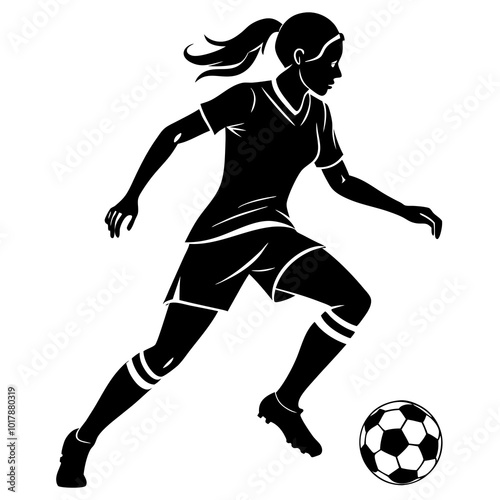 female football player dribbling ball vector