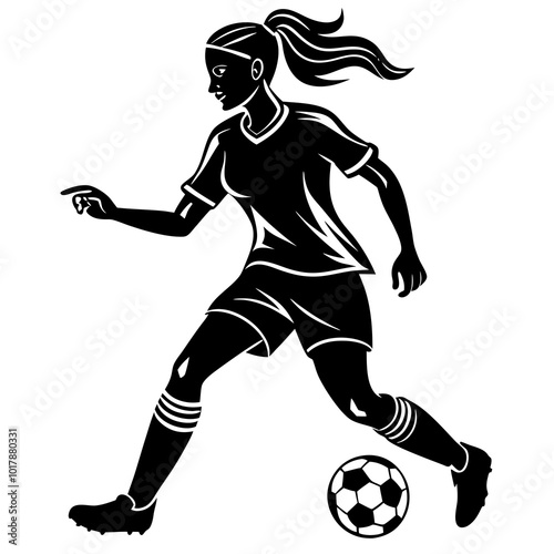 female football player dribbling ball vector