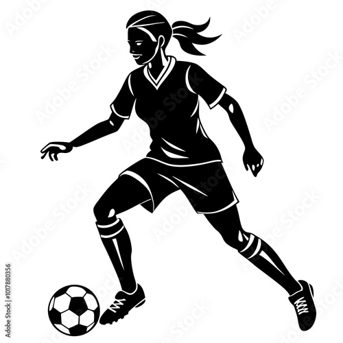 female football player dribbling ball vector