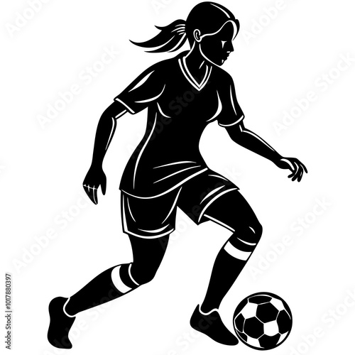 female football player dribbling ball vector