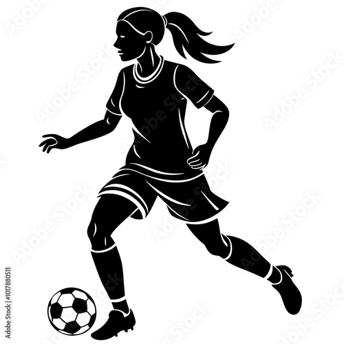female football player dribbling ball vector
