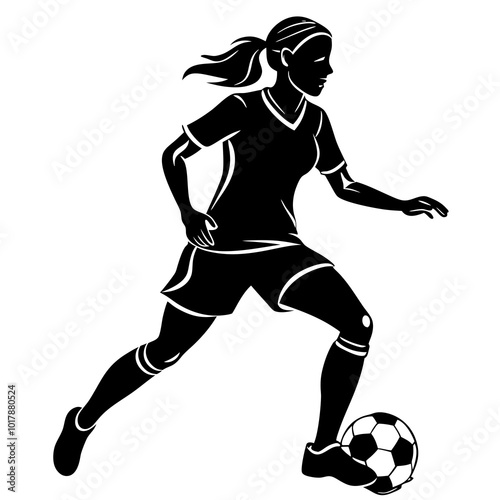 female football player dribbling ball vector