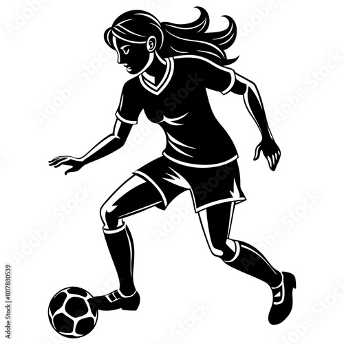 female football player dribbling ball vector