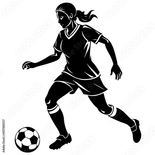 female football player dribbling ball vector