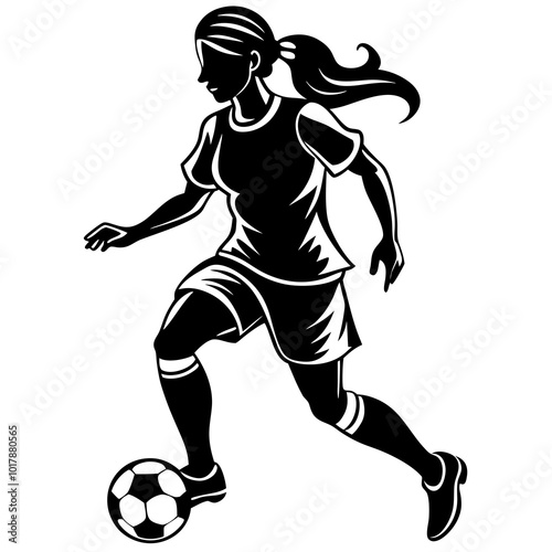 female football player dribbling ball vector