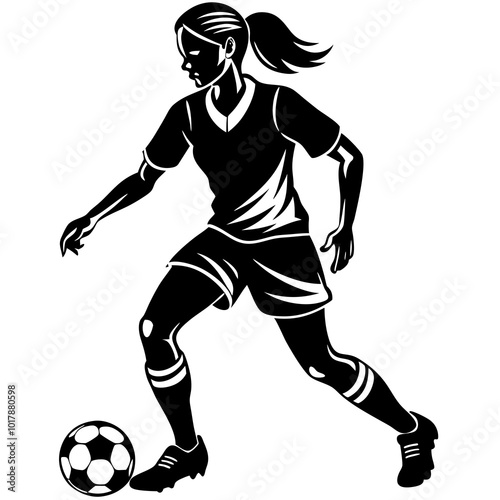 female football player dribbling ball vector