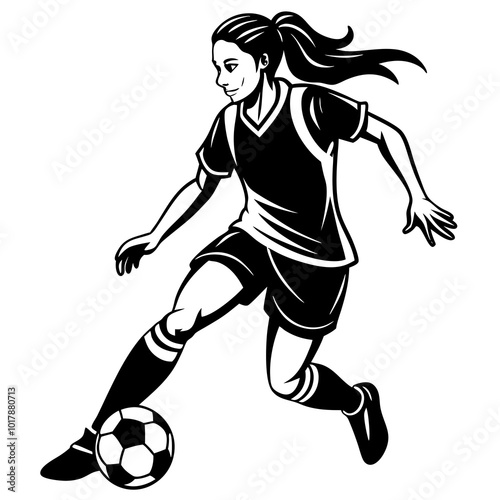 female football player dribbling ball vector