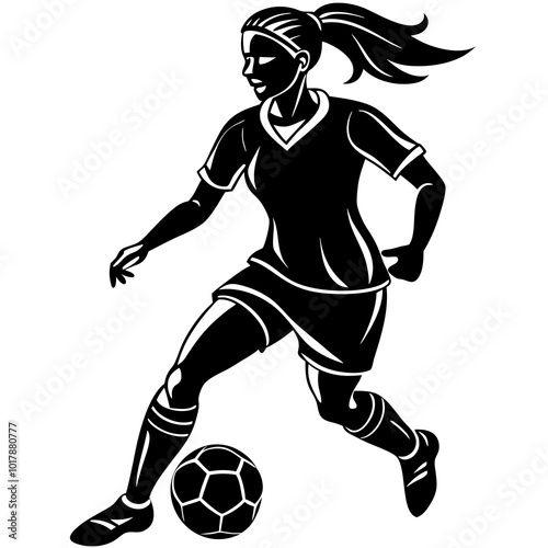 female football player dribbling ball vector