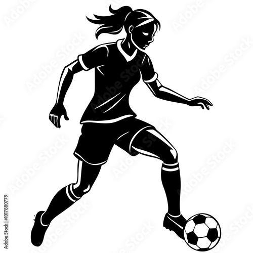 female football player dribbling ball vector
