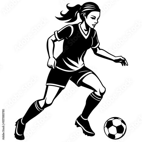 female football player dribbling ball vector