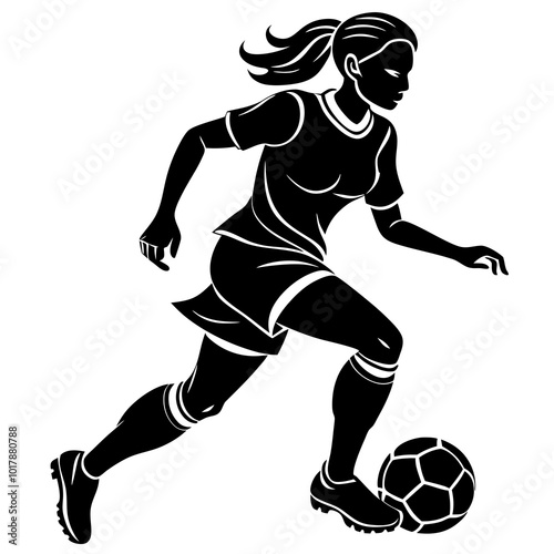 female football player dribbling ball vector