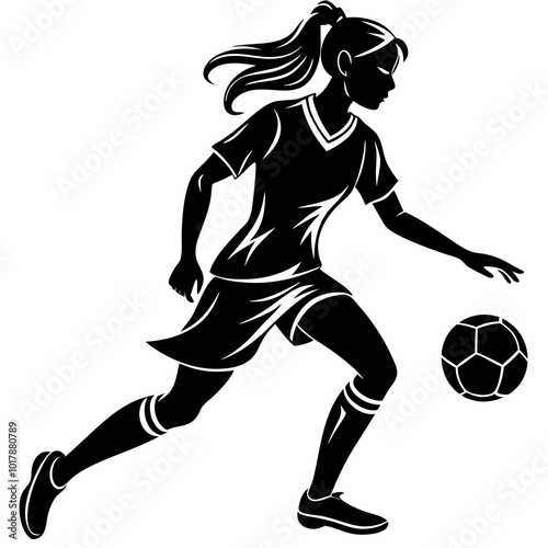 female football player dribbling ball vector