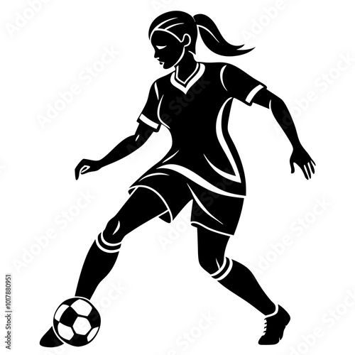female football player dribbling ball vector