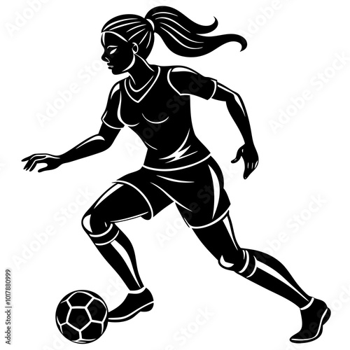 female football player dribbling ball vector