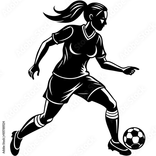 female football player dribbling ball vector