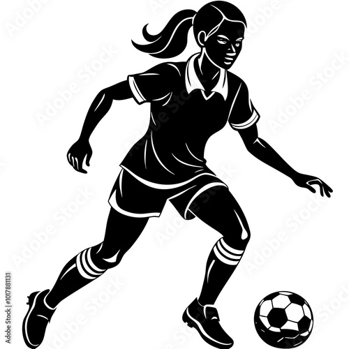 female football player dribbling ball vector