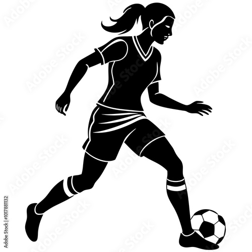 female football player dribbling ball vector