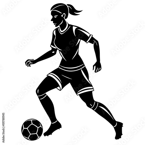 female football player dribbling ball vector