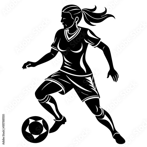 female football player dribbling ball vector