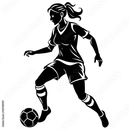 female football player dribbling ball vector