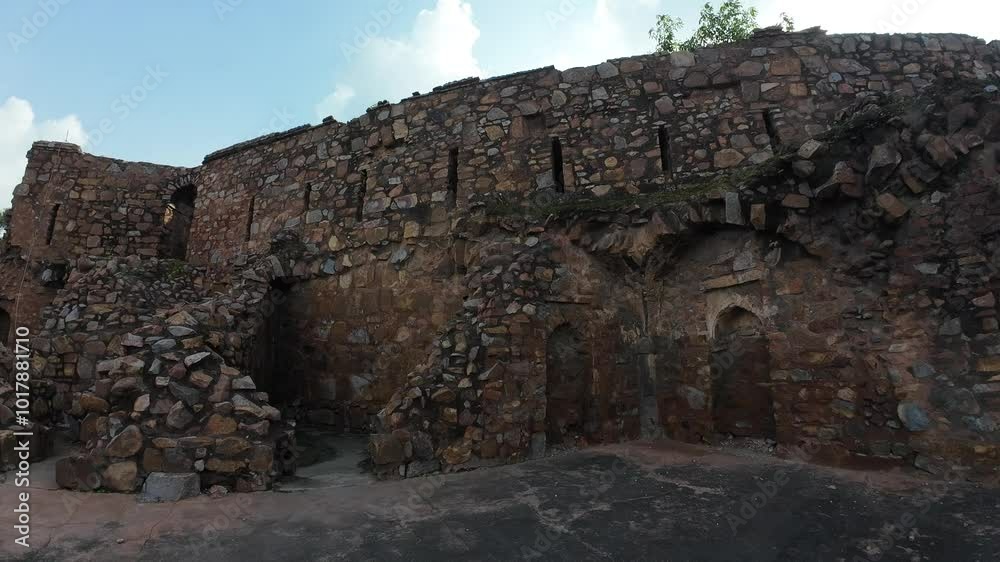 medieval structure amidst lush greenery at Feroz shah kotla fort, Delhi, India medieval structure amidst lush greenery at Feroz shah kotla fort, Delhi, India