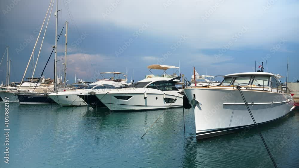 Many boats docked in the Port Vauban in Antibes, France