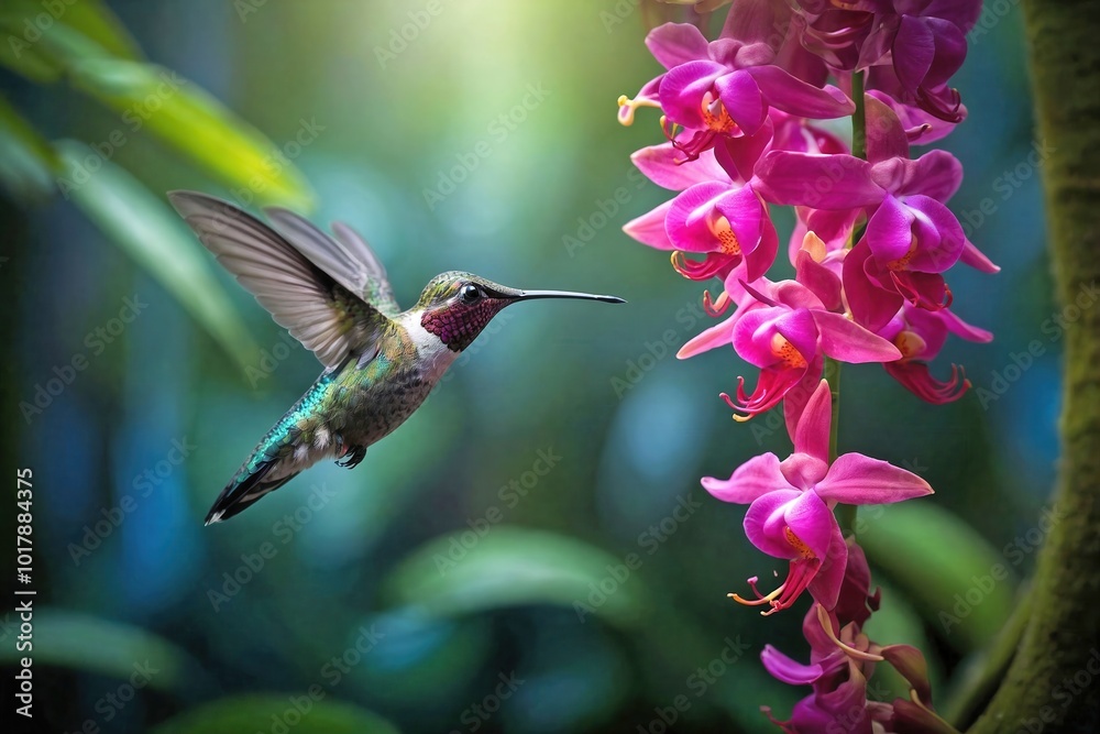 Fototapeta premium Hummingbird in a Rainforest Canopy