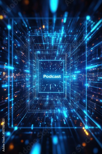 Futuristic Podcast Visuals: Exploring Digital Light and Energy in Modern Design