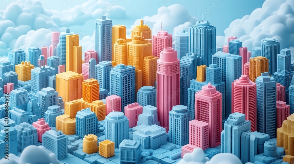 Obraz premium Colorful Cityscape Illustration