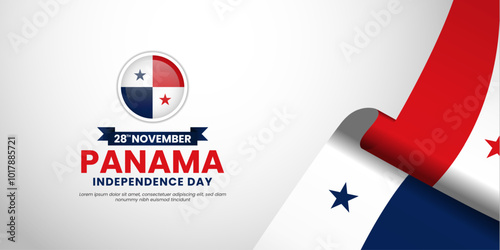 Panama Independence Day waving flag banner background with blank space area