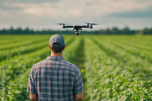 Wallpaper Mural A farmer flies a drone over a corn field. New technologies in the agricultural industry. Generated by artificial intelligence Torontodigital.ca