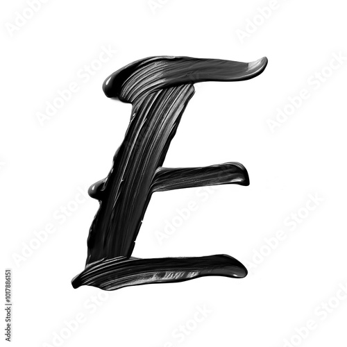 Letter E made of black paint brush stroke