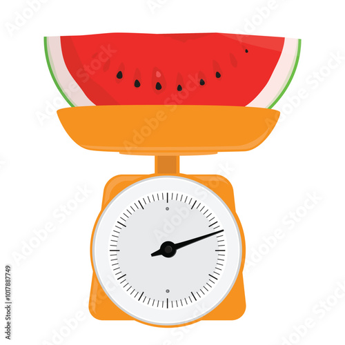 Watermelon slice on scale