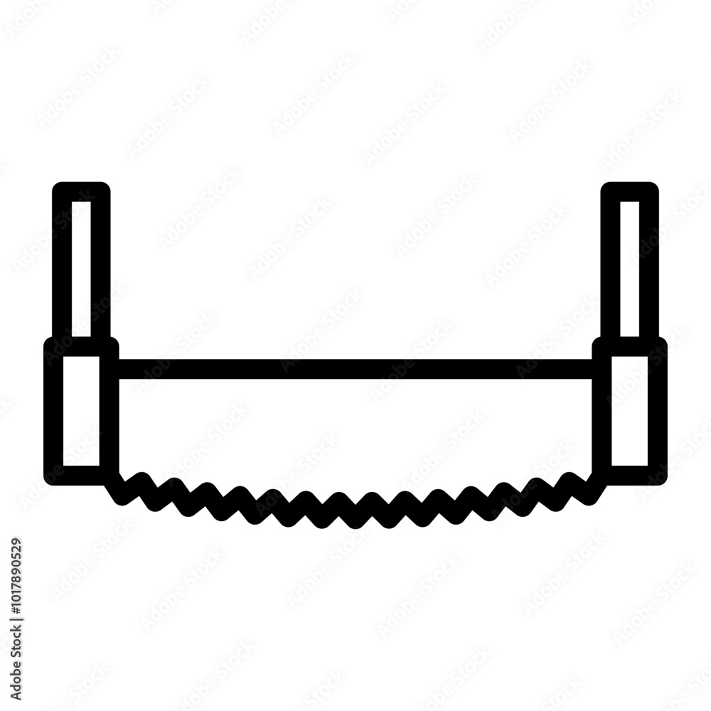 Two Man Saw Vector Line Icon Design