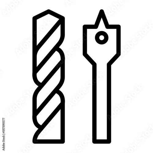 Drill Bit Vector Line Icon Design