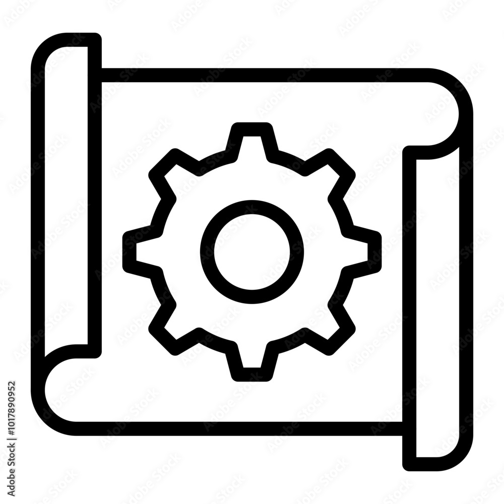 Gear Wheel Drawing Vector Line Icon Design Gear Wheel Drawing Vector Line Icon Design