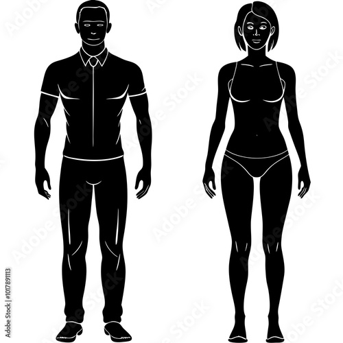 Standing people silhouettes