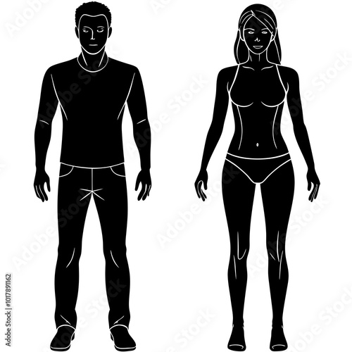 Standing people silhouettes