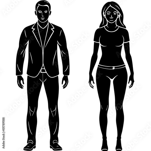 Standing people silhouettes