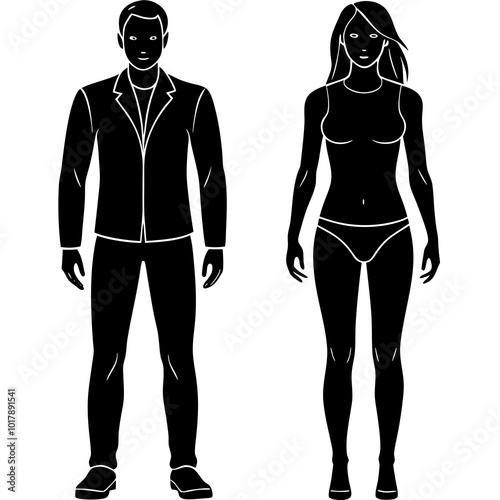 Standing people silhouettes