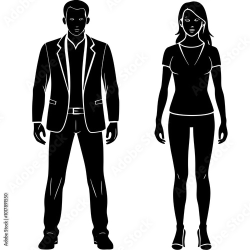 Standing people silhouettes