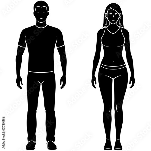 Standing people silhouettes