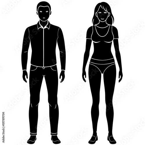Standing people silhouettes