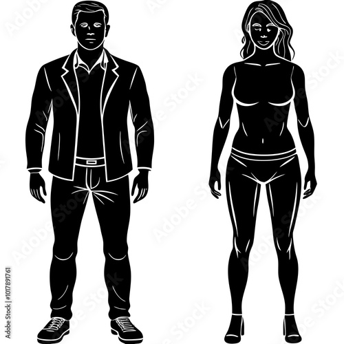 Standing people silhouettes