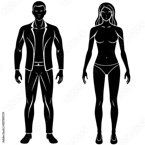 Standing people silhouettes