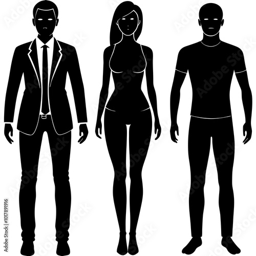 Standing people silhouettes